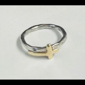 Silpada Sterling Silver 9k Cross Ring-Rare